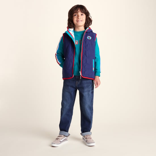 Ancon Shaun the Sheep Kids Insulated Quilted Gilet Microfleece Lining - Night Blue - Image 1