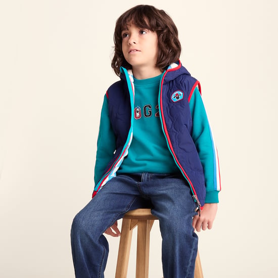 Ancon Shaun the Sheep Kids Insulated Quilted Gilet Microfleece Lining - Night Blue - Image 4