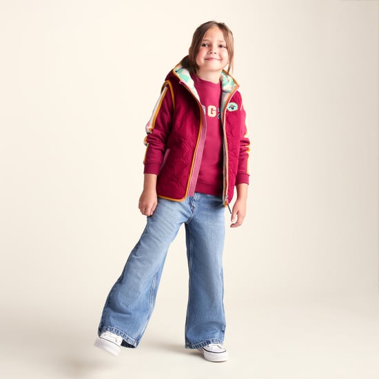 Ancon Shaun the Sheep Kids Insulated Quilted Gilet Microfleece Lining - Beetroot Red - Image 1