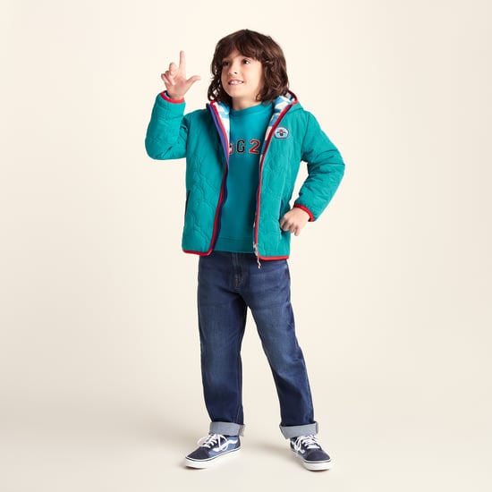 Arapawa Shaun the Sheep Kids Insulated Quilted Coat Microfleece Lining - Peacock Green - Image 1