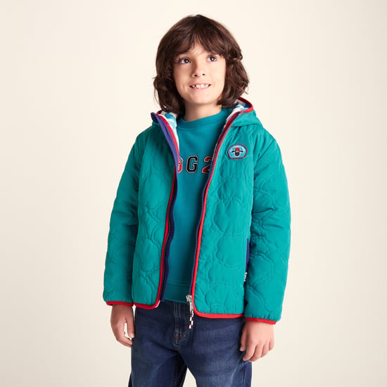 Arapawa Shaun the Sheep Kids Insulated Quilted Coat Microfleece Lining - Peacock Green - Image 3