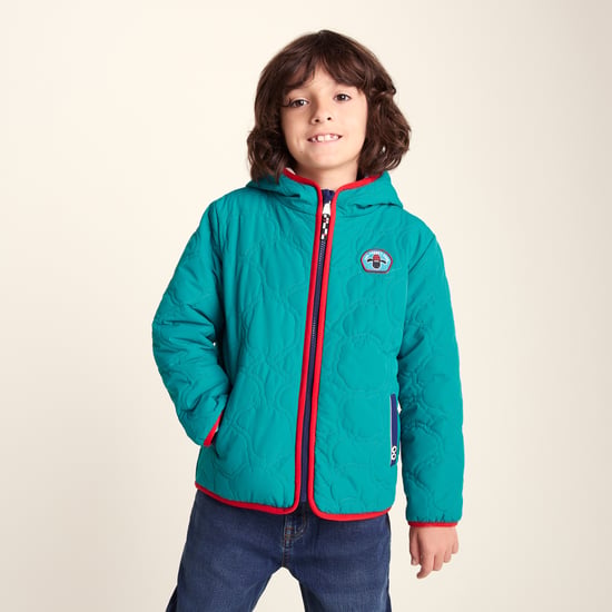 Arapawa Shaun the Sheep Kids Insulated Quilted Coat Microfleece Lining - Peacock Green - Image 6