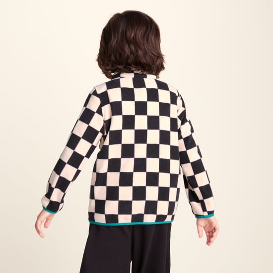 Brecknock Kids Shaun the Sheep Fleece Zip Neck - Woolly/Black Checkerboard - Image 2