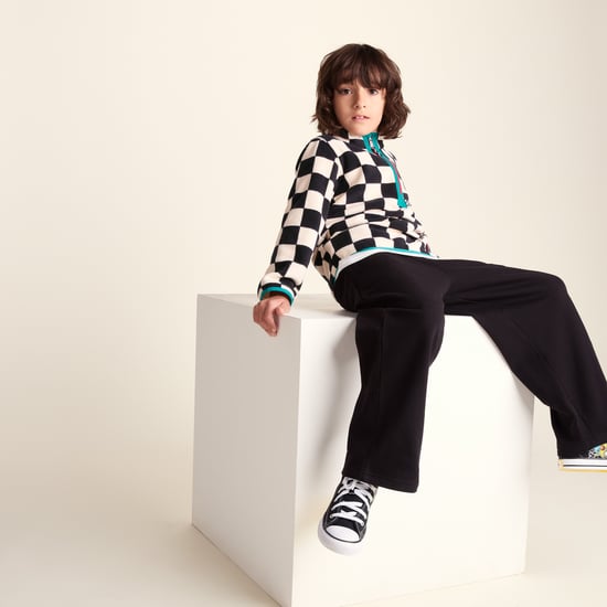 Brecknock Kids Shaun the Sheep Fleece Zip Neck - Woolly/Black Checkerboard - Image 4