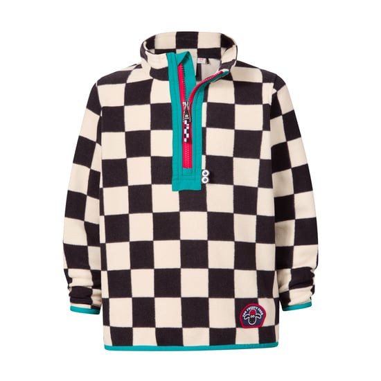 Brecknock Kids Shaun the Sheep Fleece Zip Neck - Woolly/Black Checkerboard - Image 5