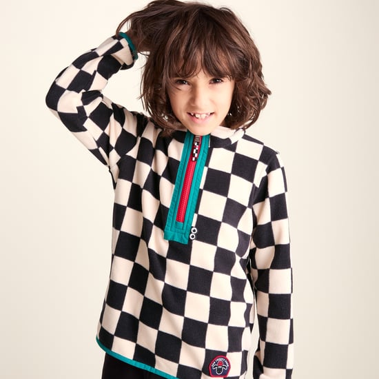 Brecknock Kids Shaun the Sheep Fleece Zip Neck - Woolly/Black Checkerboard - Image 6