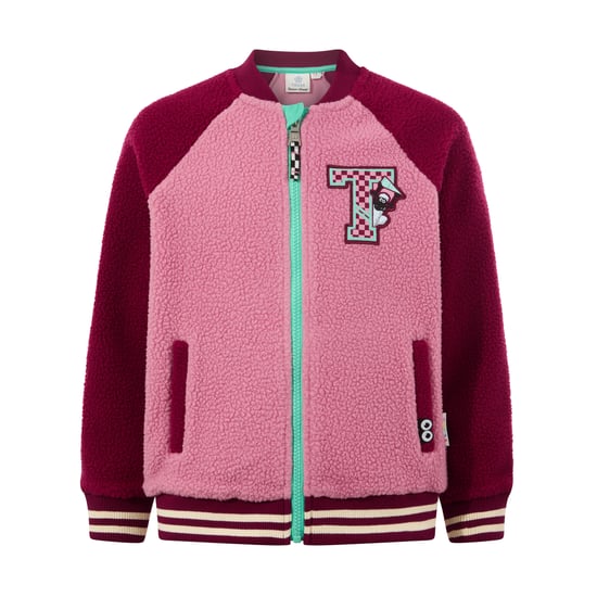 Aberfield Shaun the Sheep Kids Sherpa Varsity Bomber Jacket - Candy Floss/Beetroot Red - Image 5