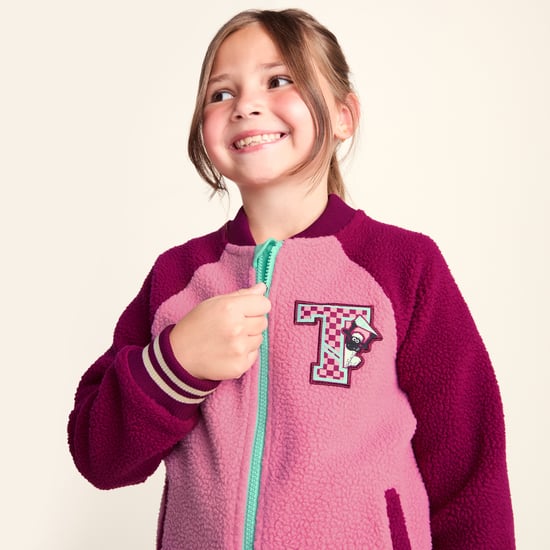 Aberfield Shaun the Sheep Kids Sherpa Varsity Bomber Jacket - Candy Floss/Beetroot Red - Image 6