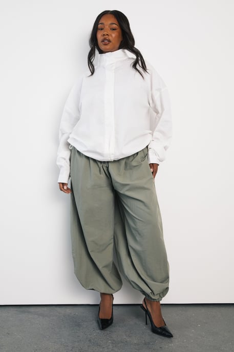Plus Cotton Funnel Neck Shirt - Image 2