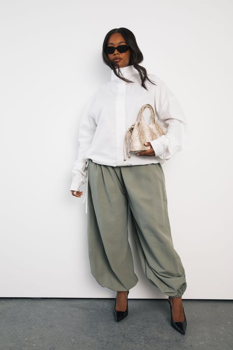 Plus Cotton Funnel Neck Shirt - Image 3