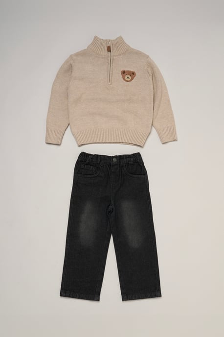 Half Zip True Knit Jumper with Jeans - Image 1