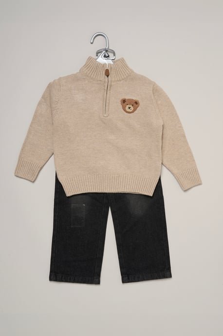 Half Zip True Knit Jumper with Jeans - Image 5
