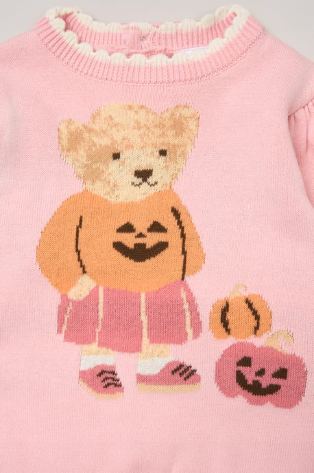 True Knit Pumpkin Bear Jumper and Trousers Set - Image 3
