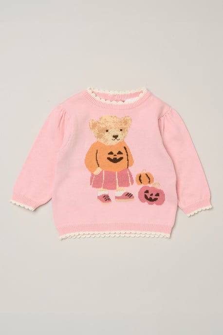 True Knit Pumpkin Bear Jumper and Trousers Set - Image 5