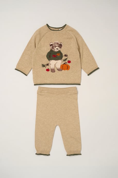 True Knit Jacquard Bear Jumper and Trousers Set - Image 1