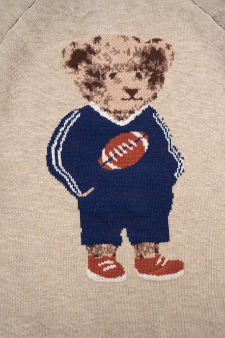 True Knit Jumper with Jacquard American Football Bear - Image 3