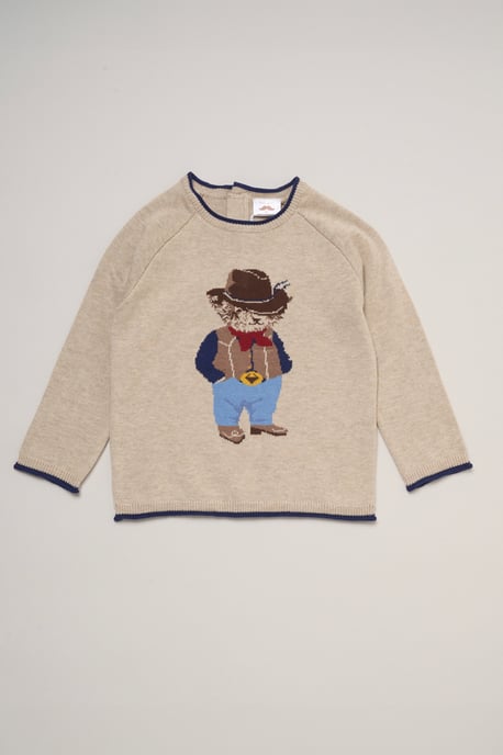 True Knit Jumper with Jacquard Cowboy Bear - Image 1