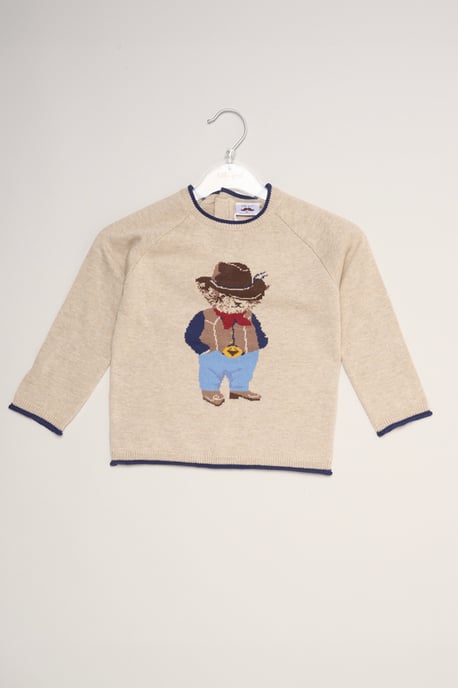 True Knit Jumper with Jacquard Cowboy Bear - Image 2