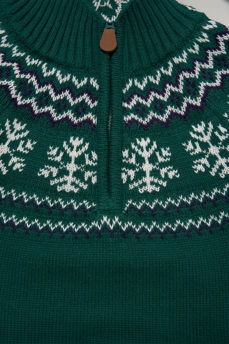 Half Zip True Knit Fair isle Jumper with Twill Trousers - Image 3