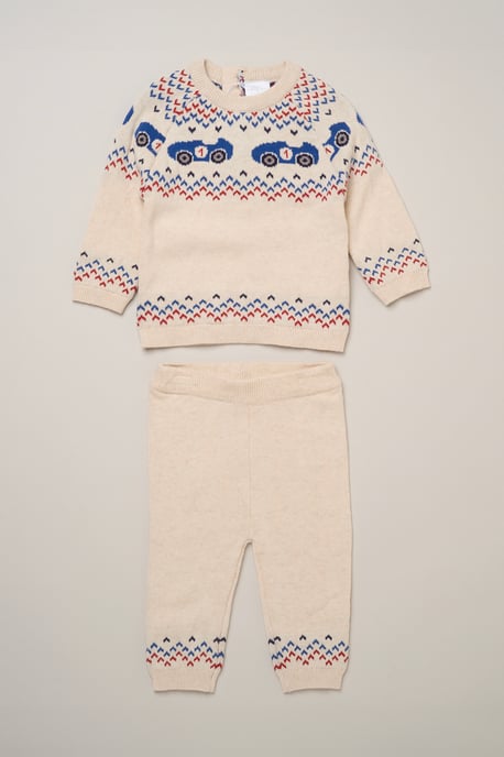 True Knit Fair Isle Car Jumper and Trousers Set - Image 1