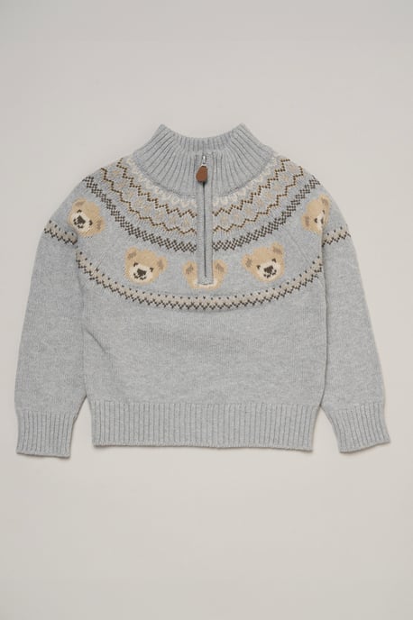 Half Zip True Knit Fair isle Jumper with Twill Trousers - Image 4