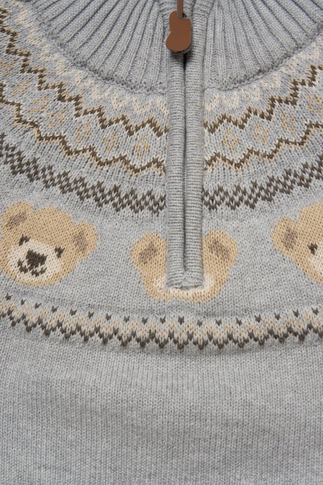 Half Zip True Knit Fair isle Jumper with Twill Trousers - Image 5