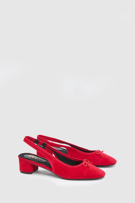 Annie Faux Suede Slingback Block Heel Court Pumps - Image 1