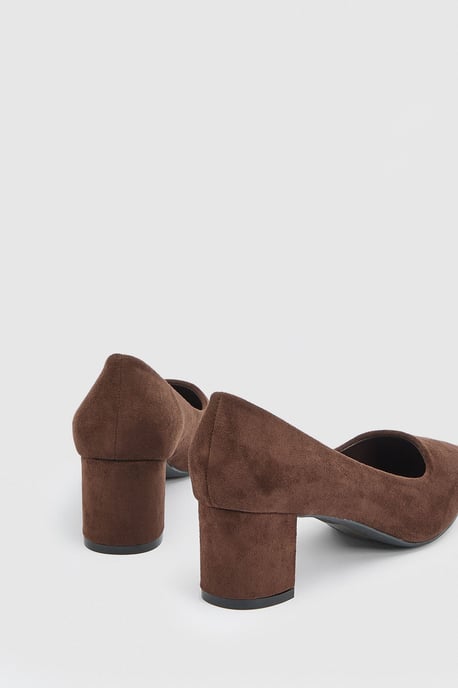 Tiff Faux Suede High Block Heel Pointed Court Shoes - Image 2