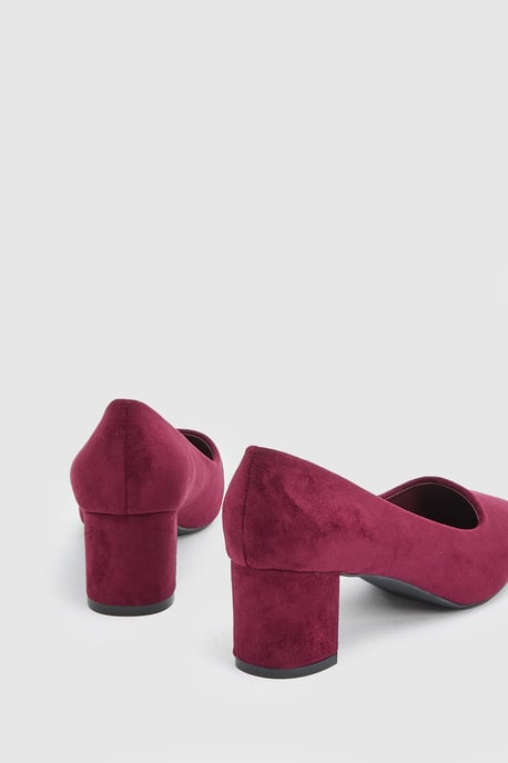 Tiff Faux Suede High Block Heel Pointed Court Shoes - Image 2