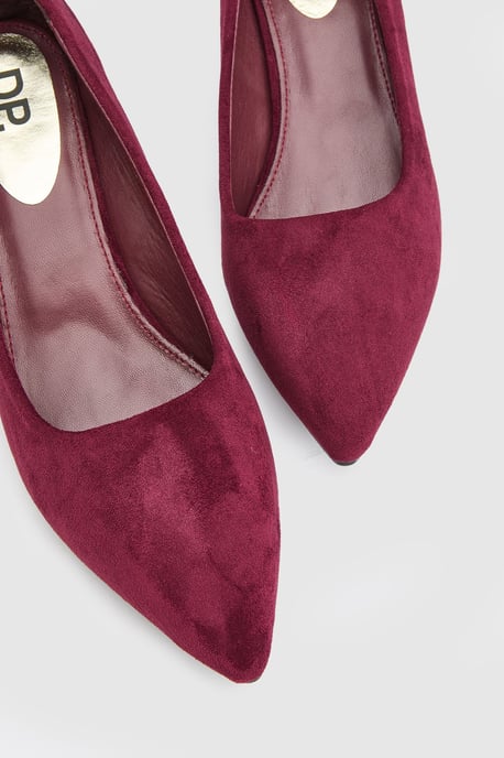 Tiff Faux Suede High Block Heel Pointed Court Shoes - Image 3