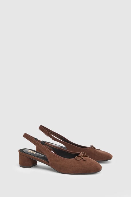 Annie Faux Suede Slingback Block Heel Court Pumps - Image 1