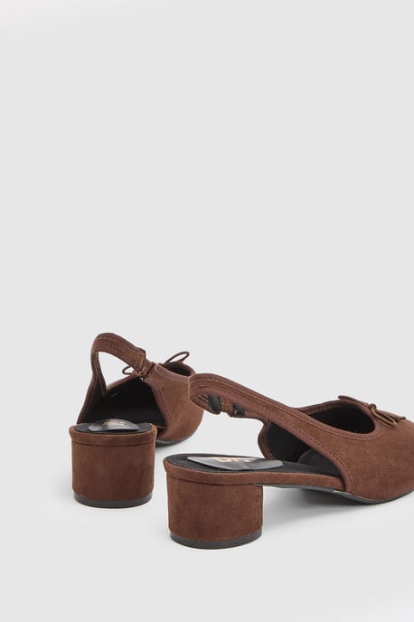 Annie Faux Suede Slingback Block Heel Court Pumps - Image 2