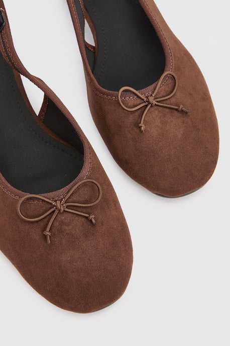 Annie Faux Suede Slingback Block Heel Court Pumps - Image 3