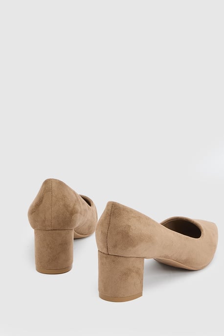 Tiff Faux Suede High Block Heel Pointed Court Shoes - Image 2