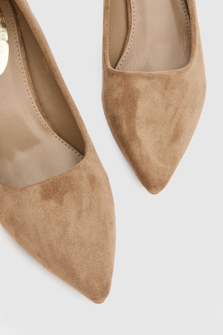 Tiff Faux Suede High Block Heel Pointed Court Shoes - Image 3