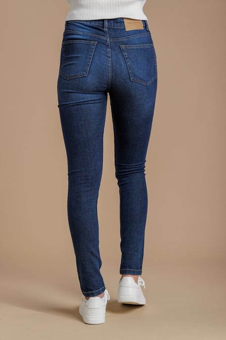 Blue Cotton Blend Stretch High Rise Skinny Denim Jeans - Image 2
