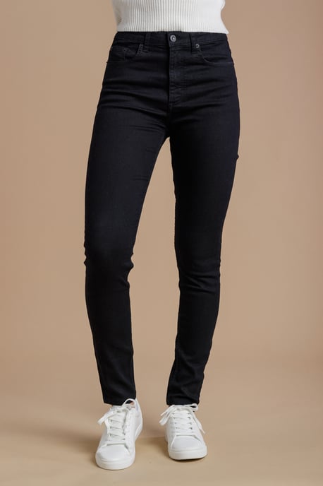 Black Cotton Blend Stretch High Rise Skinny Denim Jeans - Image 1