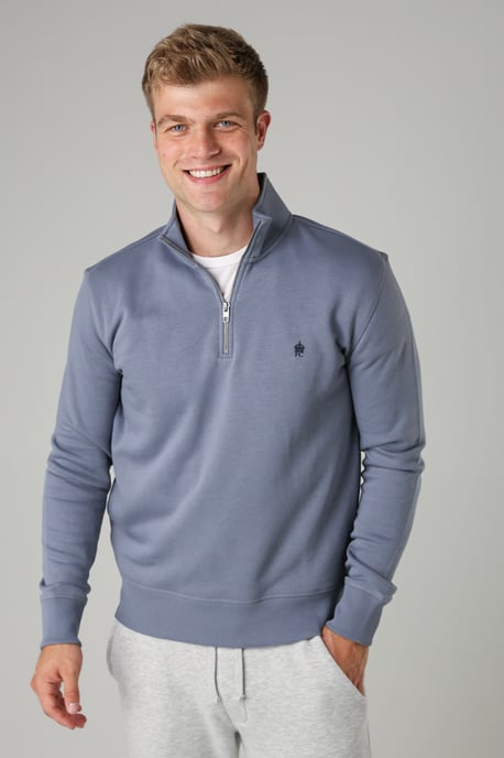 Light Blue Cotton Blend Half-Zip Jumper - Image 1