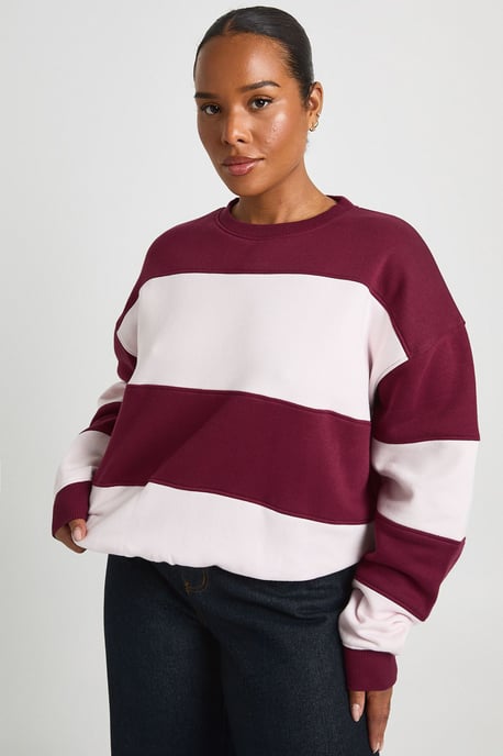 Plus Stripe Oversized Sweatshirt - Image 1