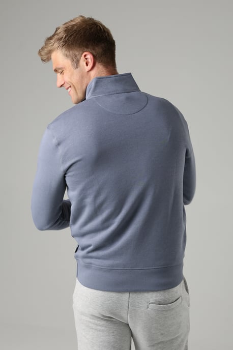 Light Blue Cotton Blend Half-Zip Jumper - Image 2