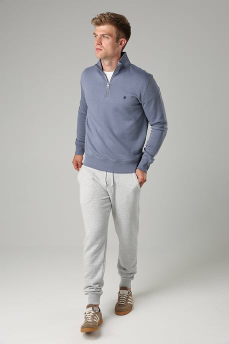 Light Blue Cotton Blend Half-Zip Jumper - Image 3