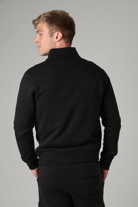 Black Cotton Blend Half-Zip Jumper - Image 2