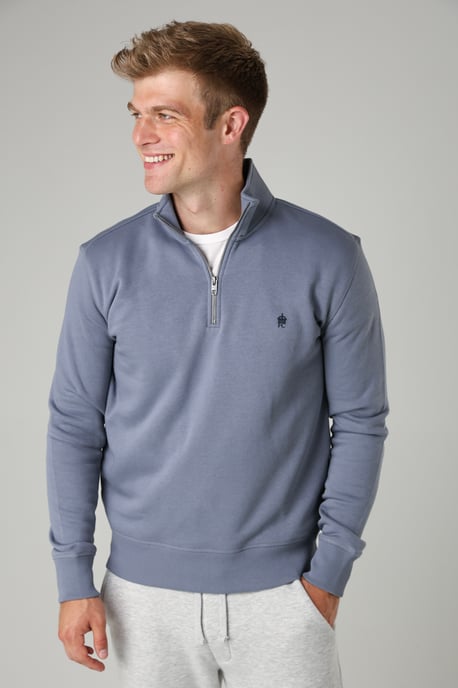 Light Blue Cotton Blend Half-Zip Jumper - Image 4