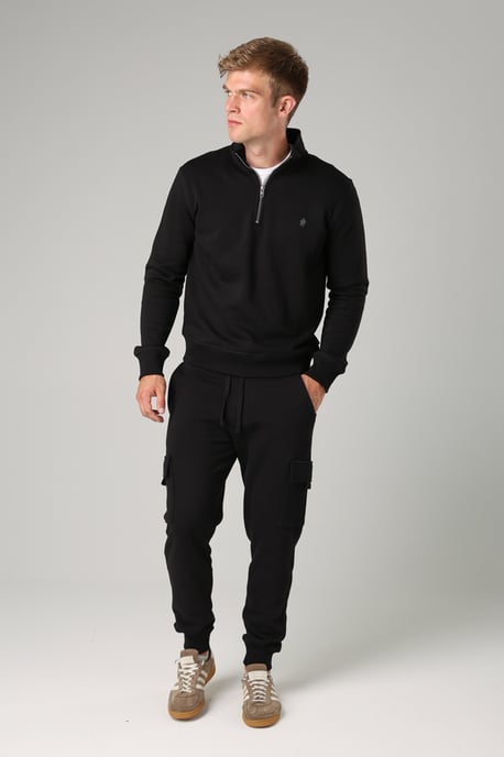 Black Cotton Blend Half-Zip Jumper - Image 3