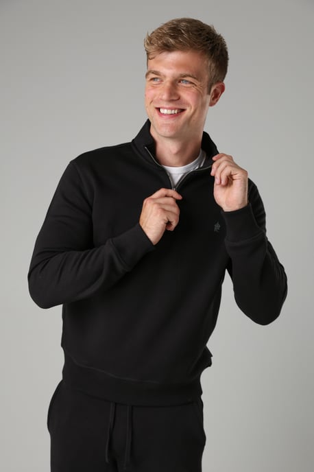 Black Cotton Blend Half-Zip Jumper - Image 4