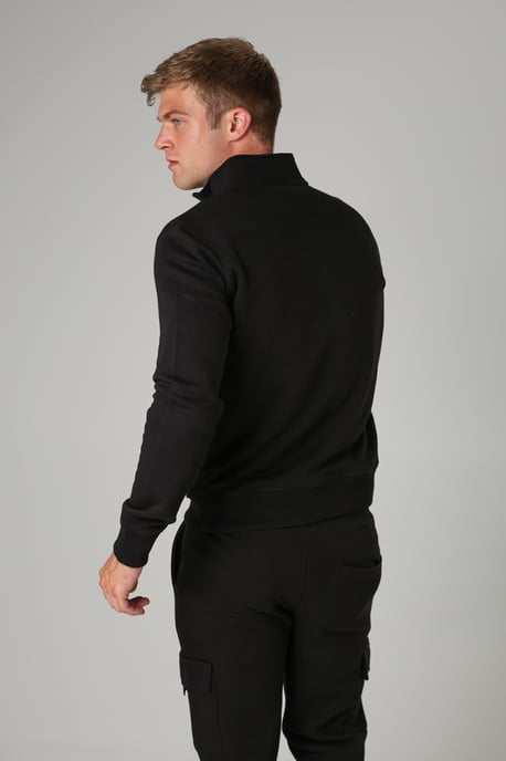 Black Cotton Blend Half-Zip Jumper - Image 5