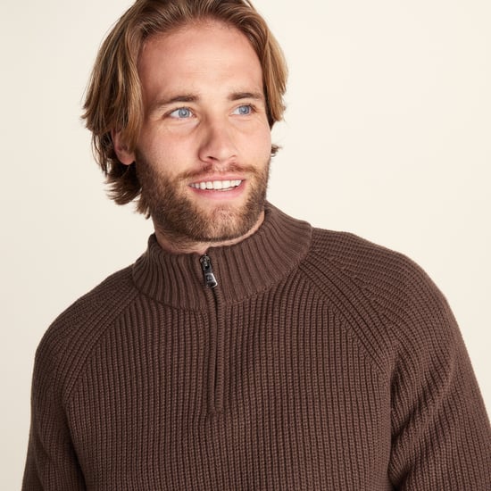 Glen Mens Chunky Knitted Zip Neck Jumper - Chestnut Brown - Image 6