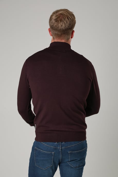 Wine 1/2 Zip Knitted Jumper - Image 2