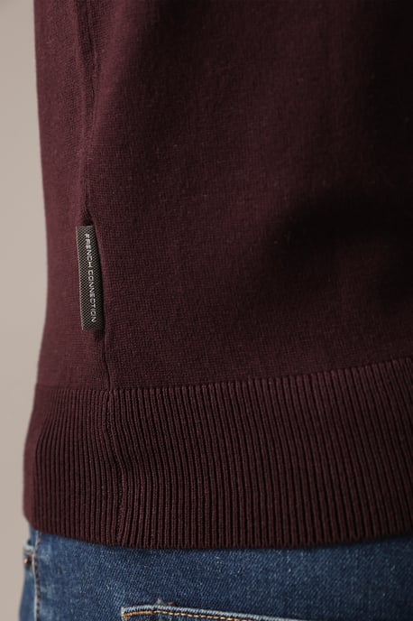 Wine 1/2 Zip Knitted Jumper - Image 4