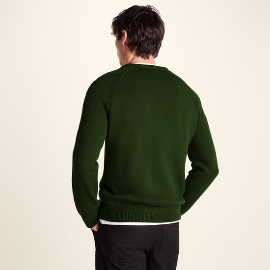 Chesney Mens Crew Neck Knit Jumper - Leaf Green - Image 2